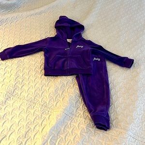 Juicy Couture Girls' 2 Pieces Hooded Velour Jog Set
